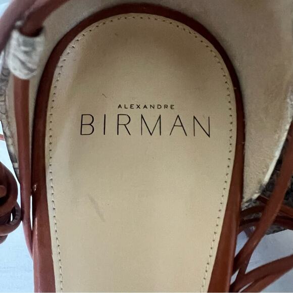 Alexandre Birman Snakeskin Leather Open Toe Strappy Block Heel Shoes Sandal 6.5 - Picture 9 of 13